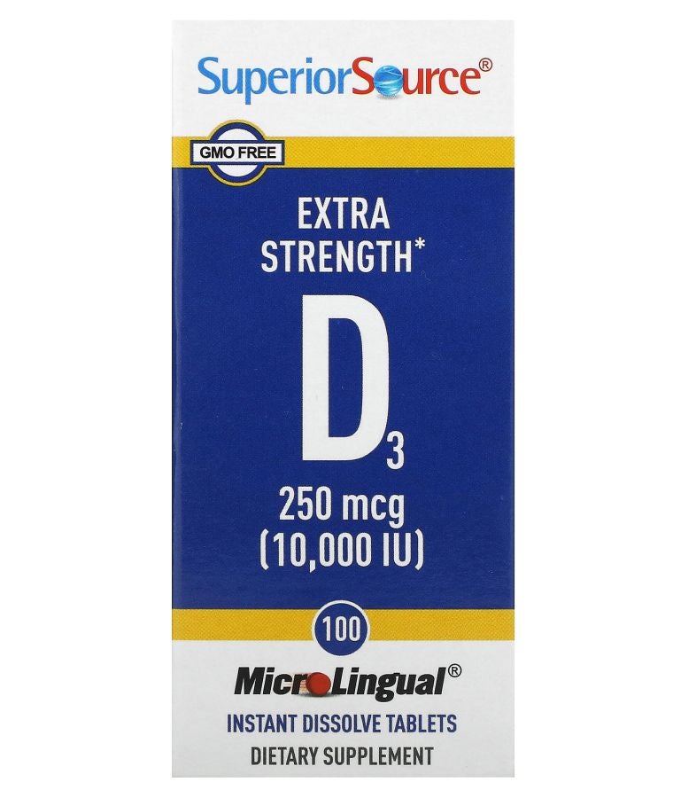 Superior Source D3 250 mcg (10000 IU) 100 MicroLingual Instant Dissolve Tablets
