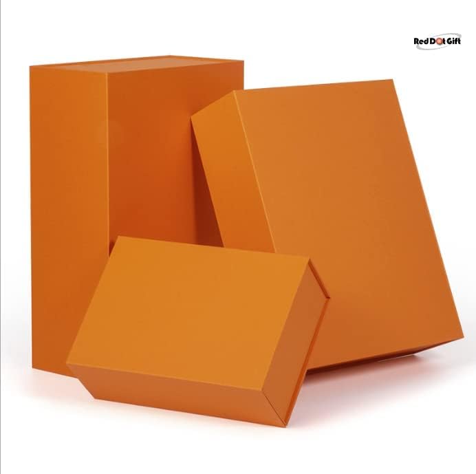 Red Dot Gift REDDOTGIFT® Pack of 2 Orange Color Flat Cardboard Boxes, Magnet Boxes, for Gifts, Packing, Easy To Fold Style (Orange, 23 * 16 * 8cm (2 pcs)) - Image 4
