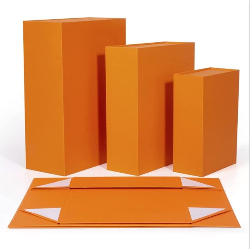Red Dot Gift REDDOTGIFT® Pack of 2 Orange Color Flat Cardboard Boxes, Magnet Boxes, for Gifts, Packing, Easy To Fold Style (Orange, 23 * 16 * 8cm (2 pcs)) - Image 1