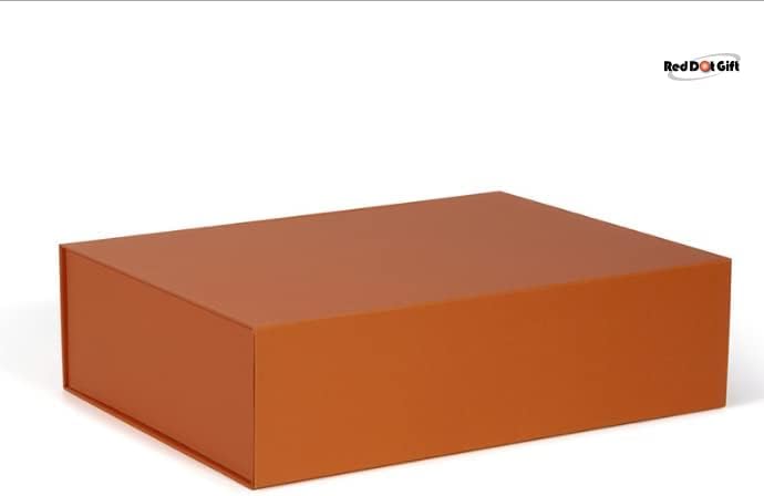 Red Dot Gift REDDOTGIFT® Pack of 2 Orange Color Flat Cardboard Boxes, Magnet Boxes, for Gifts, Packing, Easy To Fold Style (Orange, 23 * 16 * 8cm (2 pcs)) - Image 2