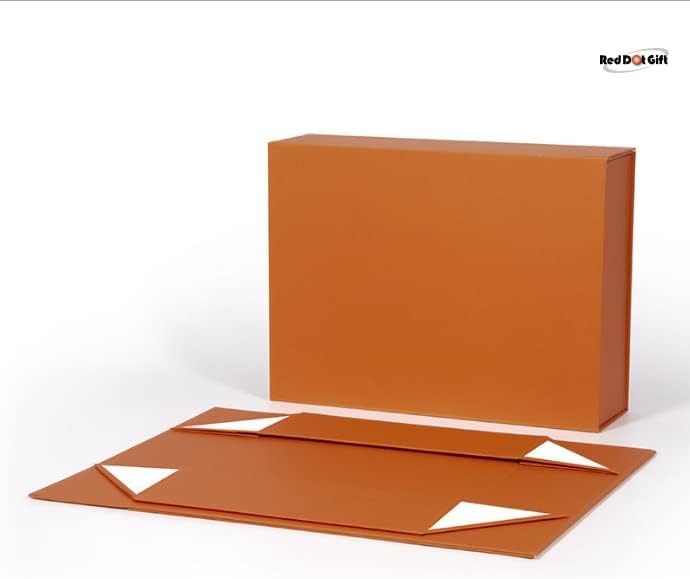 Red Dot Gift REDDOTGIFT® Pack of 2 Orange Color Flat Cardboard Boxes, Magnet Boxes, for Gifts, Packing, Easy To Fold Style (Orange, 23 * 16 * 8cm (2 pcs)) - Image 3