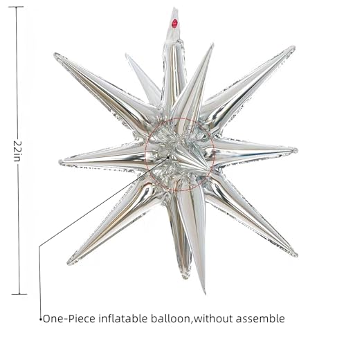 BBPOOL 6 Pcs Silver Star Balloons22 Inch Silver Starburst Balloons Star Foil Mylar Balloons for Birthday Party Wedding New Year Anniversary Graduation Decorations - Image 5
