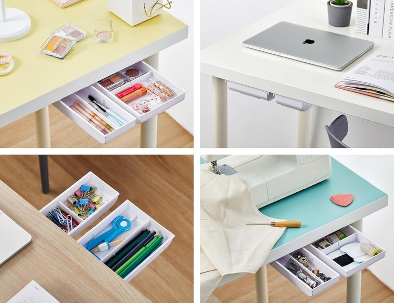 Bostitch Konnect Under Desk Drawer, Self-Adhesive Slide Out Storage Organizer with 4 Customizable Dividers, 2-Pack - Image 5