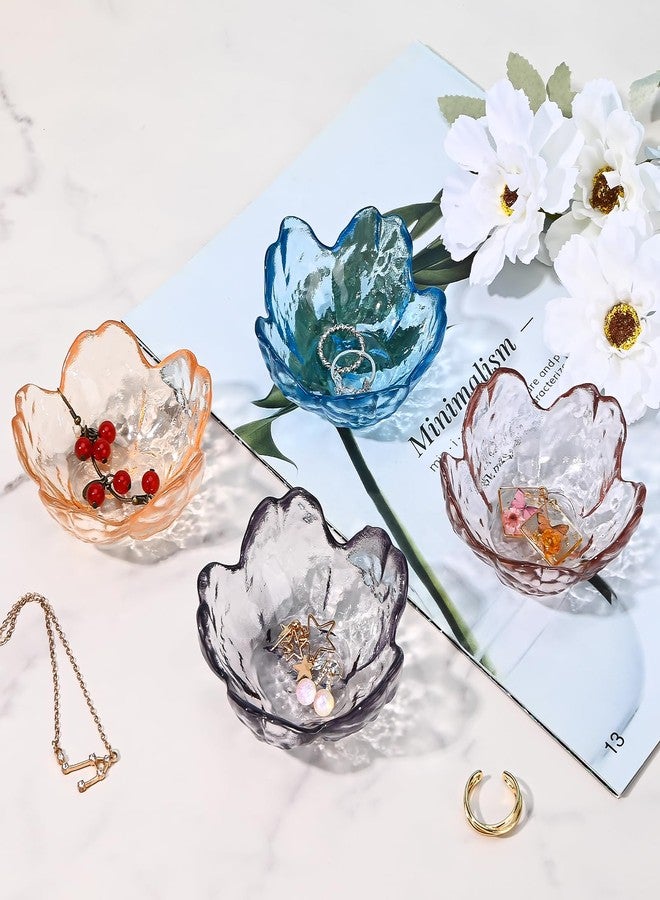 Koythin 2-Piece Glass Jewelry Tray, Mini Ring Dish for Necklace Earring Bracelet, Cute Trinket Tray for Engagement Vanity Bathroom, Crystal Floral Aesthetic Room Decor for Women Girl Mom (Gray) - Image 3