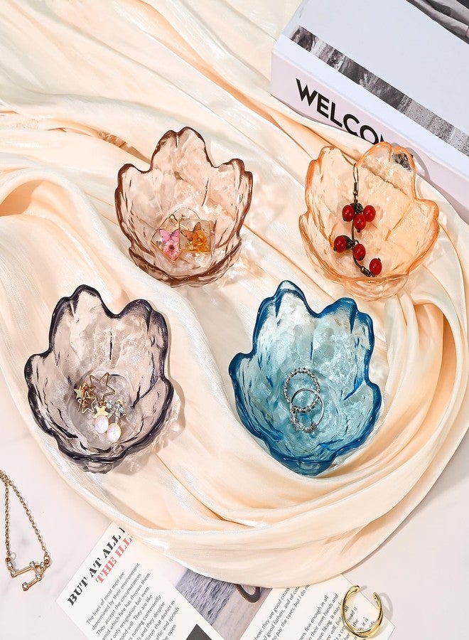 Koythin 2-Piece Glass Jewelry Tray, Mini Ring Dish for Necklace Earring Bracelet, Cute Trinket Tray for Engagement Vanity Bathroom, Crystal Floral Aesthetic Room Decor for Women Girl Mom (Gray) - Image 4