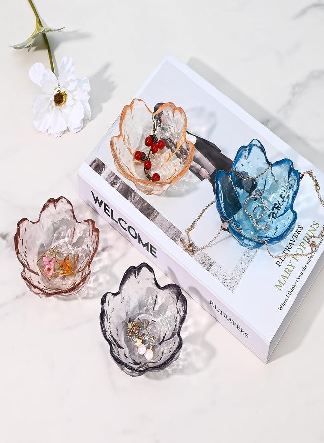 Koythin 2-Piece Glass Jewelry Tray, Mini Ring Dish for Necklace Earring Bracelet, Cute Trinket Tray for Engagement Vanity Bathroom, Crystal Floral Aesthetic Room Decor for Women Girl Mom (Gray) - Image 5