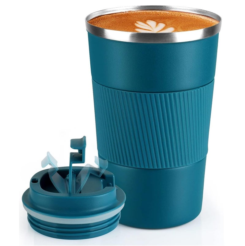 GALV 475ml Travel Coffee Mug Leak Proof Vacuum Insulated Coffee Travel Mug with Lid for Road Trip Camping Office Double Wall Stainless Steel Keeps Coffee Hot Mug Blue - Image 1