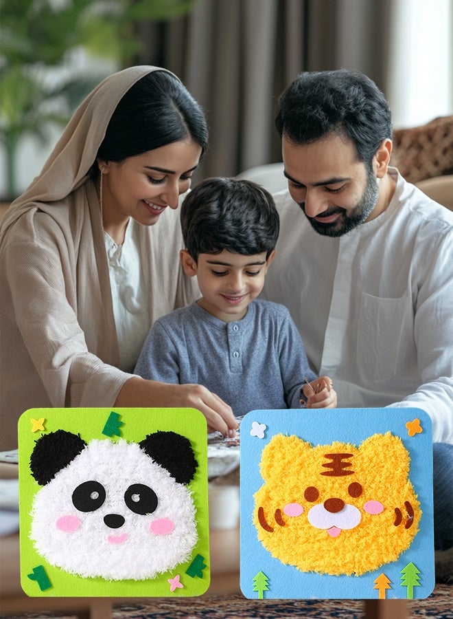 8-Piece Children's DIY Embroidery Doll Set, Fun Cartoon Animal Sewing Craft Set, Cartoon Animal Felt Embroidery Sewing Set, Includes Stickers, Educational Craft Sewing Set - Image 3