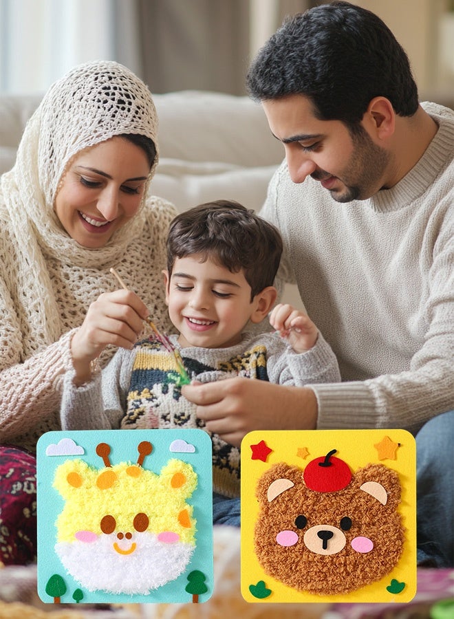 8-Piece Children's DIY Embroidery Doll Set, Fun Cartoon Animal Sewing Craft Set, Cartoon Animal Felt Embroidery Sewing Set, Includes Stickers, Educational Craft Sewing Set - Image 5