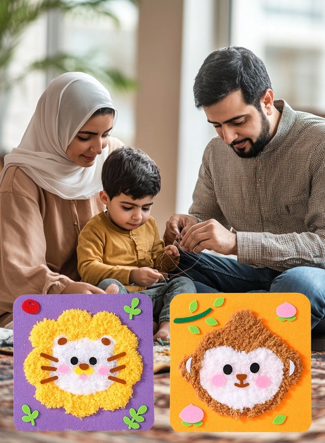 8-Piece Children's DIY Embroidery Doll Set, Fun Cartoon Animal Sewing Craft Set, Cartoon Animal Felt Embroidery Sewing Set, Includes Stickers, Educational Craft Sewing Set - Image 4