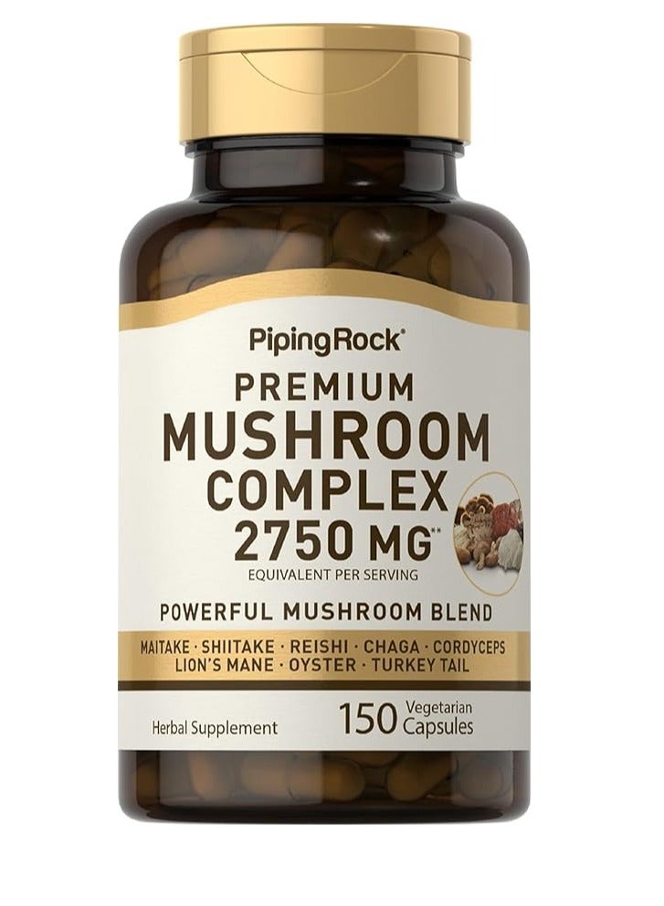 Piping Rock Premium Mushroom Complex Capsules 2750mg | 150 Pills |
