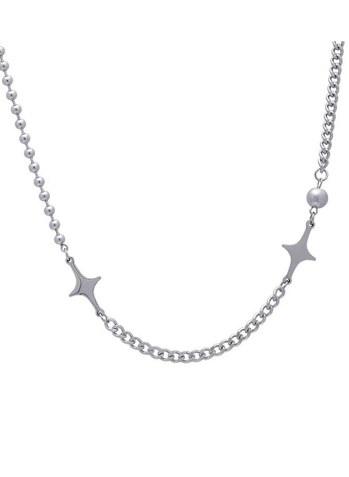 Goolsky Titanium Steel Star Layered Necklace – Women’s Trendy European & American Cold Tone Collar Chain, Hypoallergenic & Tarnish-Resistant  - Image 1