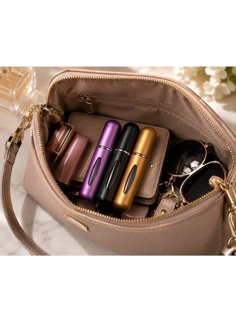 عبوات بخاخ عطر قابلة لإعادة التعبئة، 3 قطع بألوان مختلفة، زجاجات عطر صغيرة محمولة للسفر، مانعة للتسرب وقابلة لإعادة الاستخدام - Image 1