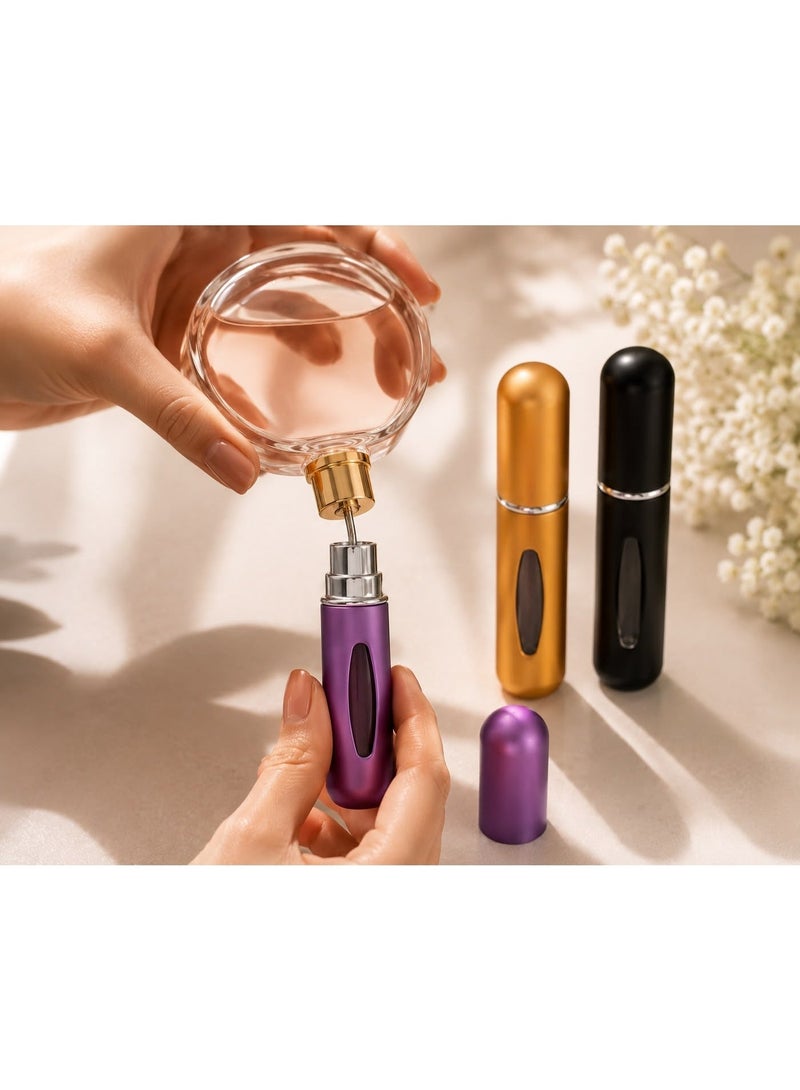 عبوات بخاخ عطر قابلة لإعادة التعبئة، 3 قطع بألوان مختلفة، زجاجات عطر صغيرة محمولة للسفر، مانعة للتسرب وقابلة لإعادة الاستخدام - Image 4