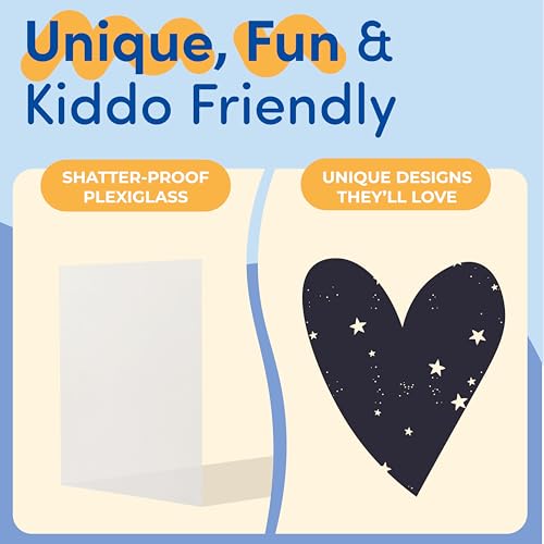 Hippo Creation Changeable Kids Artwork Frames Star Pattern - Art Storage & Art Display for Kids Artwork, Holds 80 Artworks, 8.5x11”, Magnetic Lock, Elastic Band, Hanging Hooks & Stand for Home Decor - Image 5