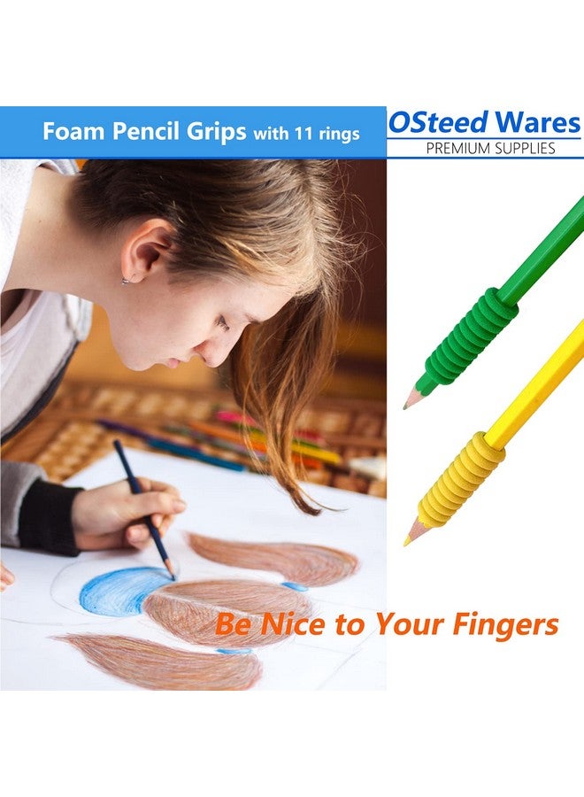 OSteed 50 Pcs Foam Pencil Grips Of 11 Rings For Kids And Adults Handwriting, 10 Colors Pencil Holder Grippers For Relieving Fingers, Mechanical Pencil Holder Cushion - Image 3