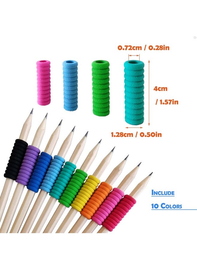 OSteed 50 Pcs Foam Pencil Grips Of 11 Rings For Kids And Adults Handwriting, 10 Colors Pencil Holder Grippers For Relieving Fingers, Mechanical Pencil Holder Cushion - Image 2