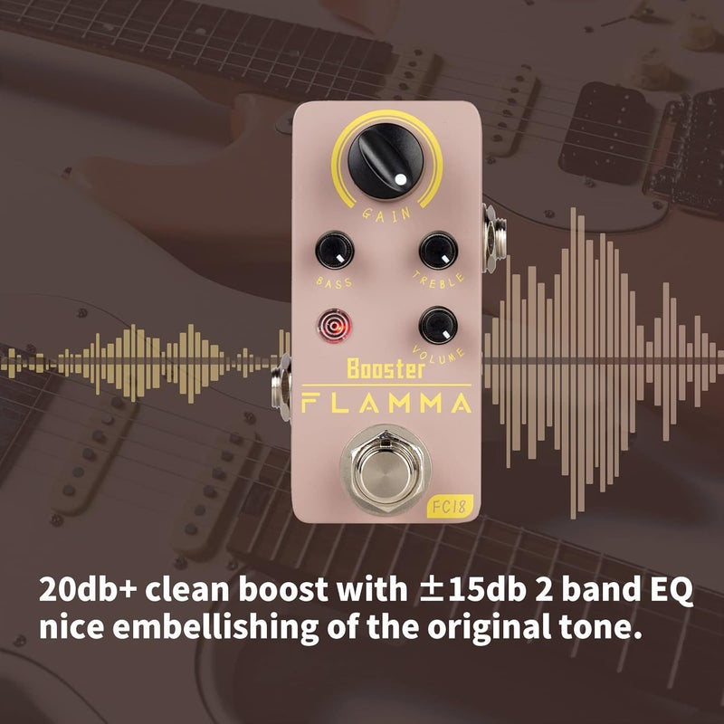 FLAMMA FC18 Booster Pedal Boost Guitar Pedal for Electric Guitar and Bass Compact Size True Bypass - Image 2