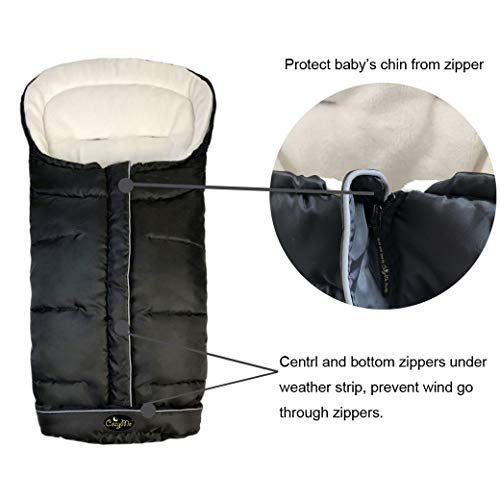 CozyMe Cozy Baby Sleeping Bag, Toddler Stroller Footmuff, 5 Way Zippers Style for Baby Easy in&Out, Extension Cozy Toes Fits Baby Grows, Foldable with Stroller, Multi-Function,Black - Image 4