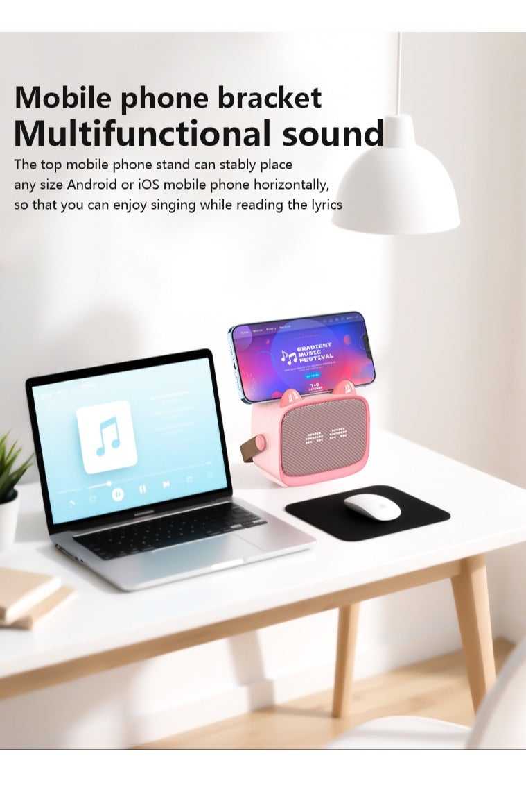 Kids Karaoke Speaker with Dual Microphones, Multiple Lighting Modes, Bluetooth Compatible Audio System, Holiday Gift, New Year Gift Pink  - Image 5