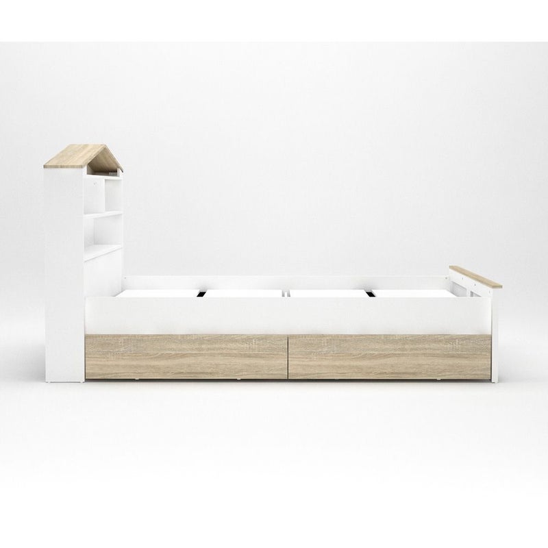 DANUBE HOME Stanley V2 120x200 House Bed With 2 Drawers | Modern Design Wooden Kids Bed Frame Furniture | Comfortable Bed (Mattress Not Included) - Sonoma Oak & White - Image 3