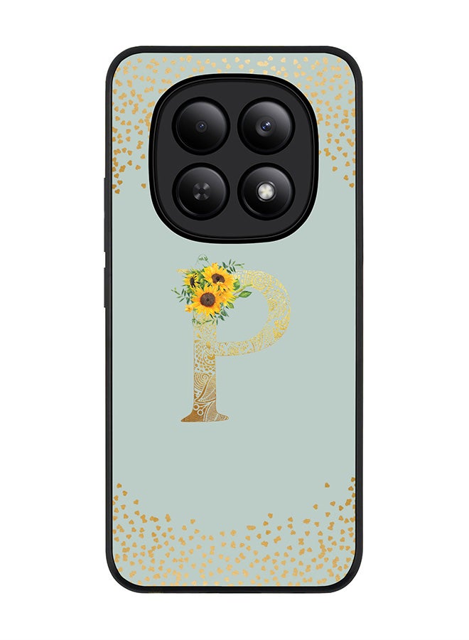 For Xiaomi Redmi Note 15 4G Case,Slim fit Camera Protection, Shockproof Thin Phone cover  - Custom Floral Monogram - P  (Light Grey )