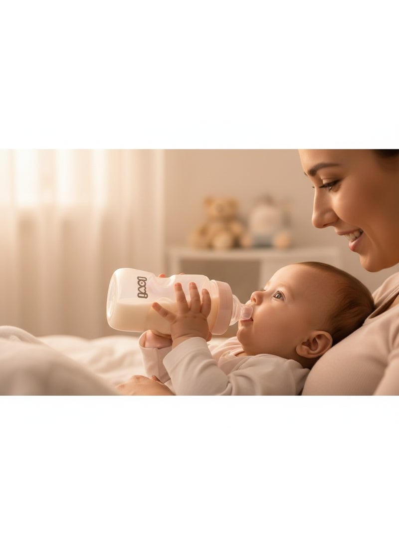 لوفي ببرونة لوفي تريندز مصممة لتوفير تجربة رضاعة طبيعية وسلسة بين الثدي والببرونة. تتميز بحلمة مرنة تشبه الثدي ونظام تهوية مضاد للمغص، مما يساعد في تقليل الغازات ويجعل وقت الرضاعة أكثر راحة وسعادة لطفلك. - Image 4