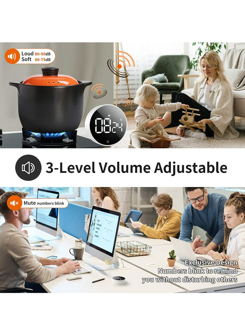 Dominy - Magnetic Digital Kitchen Timer,Rotating Electronic Timer Study Stopwatch Home Cooking Manual Countdown Shower Fitness Timer Gadget,With 3 Volume Levels And Large LED Screen - Image 1