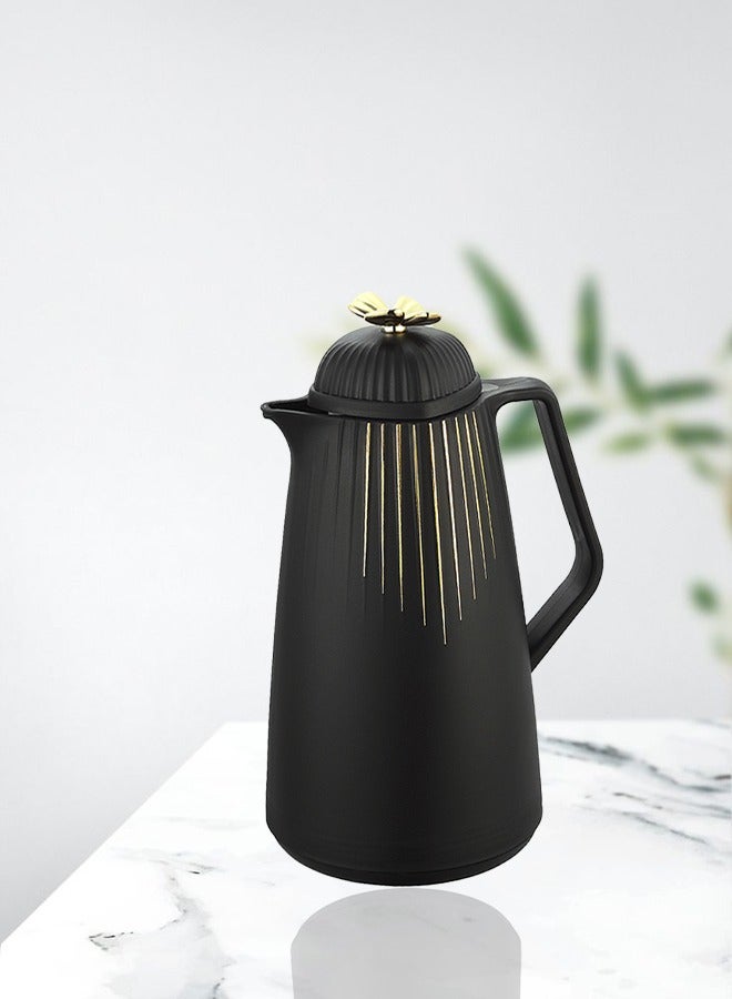Bright Home Sweet Home 1000ml Insulated Coffee Pitcher Insulated Coffee and Tea Drinking Pitchers for Tea and Milk Drinks with Aesthetic Design Durable Stylish (Black) - Image 2