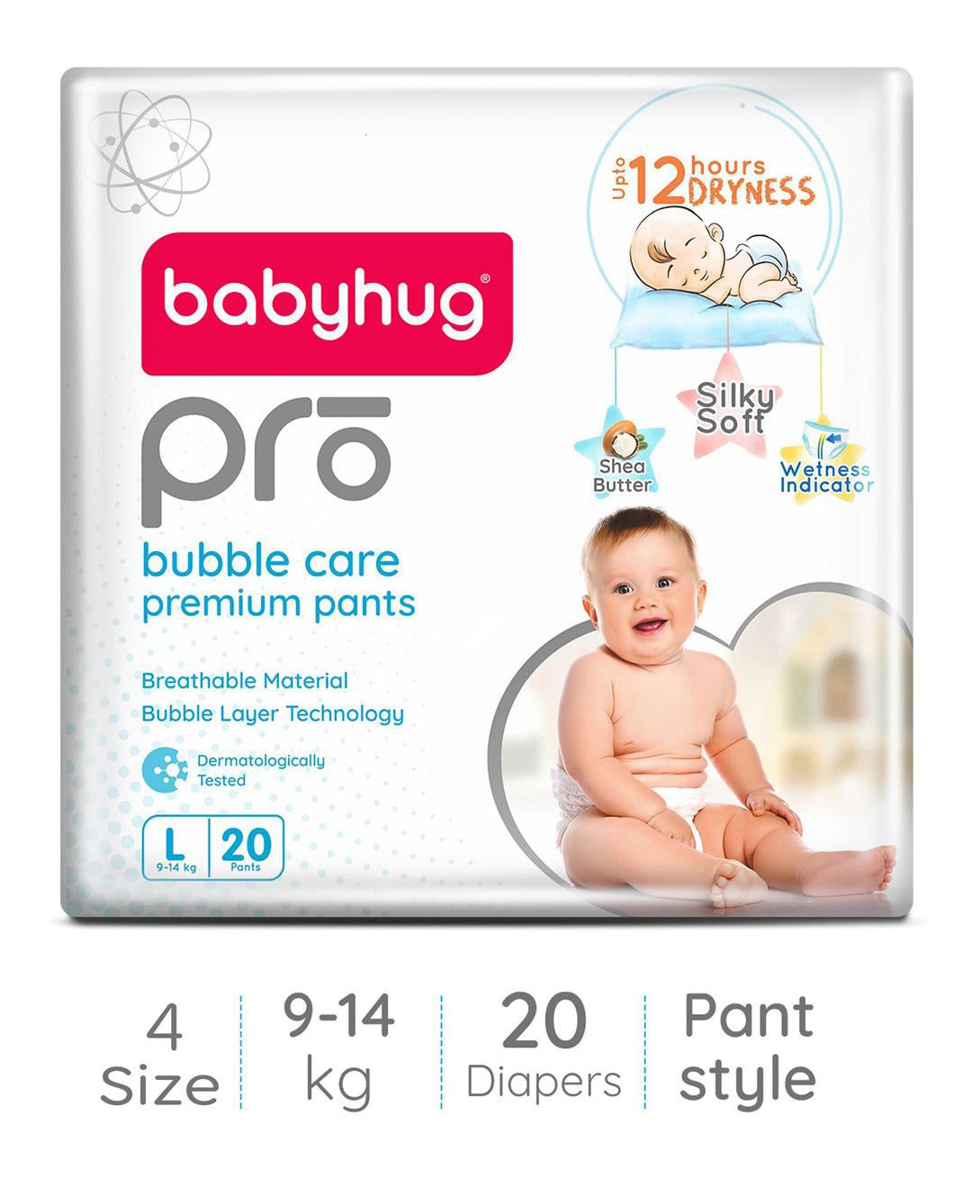 Babyhug Pro Bubble Care Premium Pant Style Diapers, Large, Size 4 - 20 Pieces