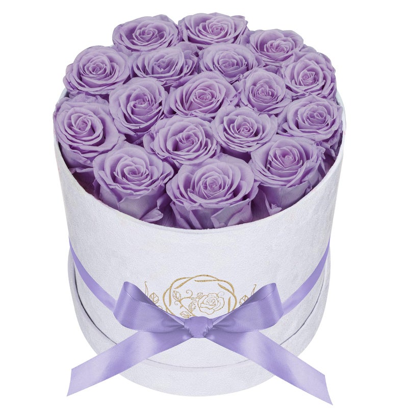 Prifroti 17 Flowers in a Luxury Suede Box Birthday Gifts for Women Preserved Flowers Mothers Day Roses Gift for Mom Lavender - Image 2