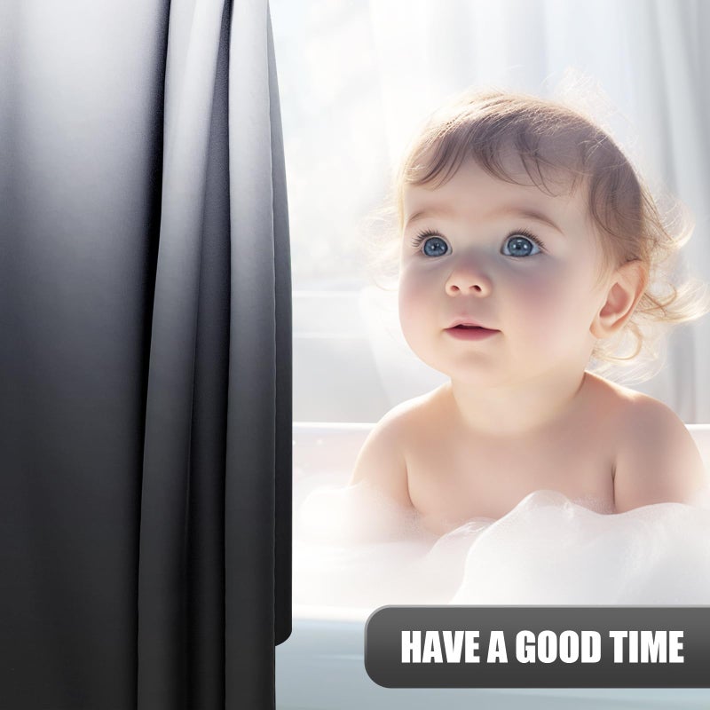 OLANLY Luxury Shower Curtain  Black Grey Ombre Shower Curtain Sets with 12 Shower Curtain Hooks  Waterproof & Washable Black and White Shower Curtains for Bathroom  72x72 Inches - Image 3