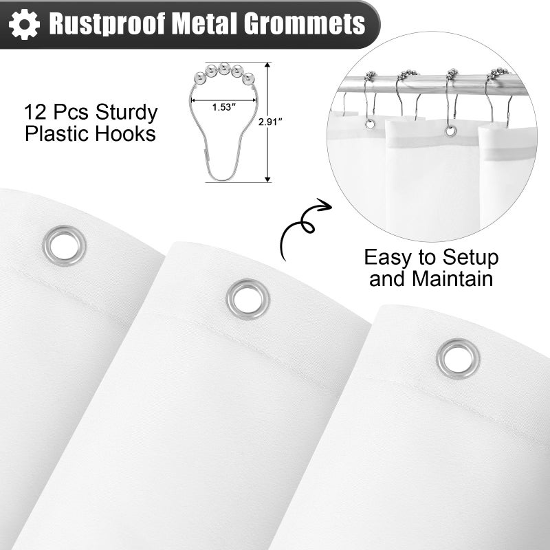 OLANLY Luxury Shower Curtain  Black Grey Ombre Shower Curtain Sets with 12 Shower Curtain Hooks  Waterproof & Washable Black and White Shower Curtains for Bathroom  72x72 Inches - Image 5