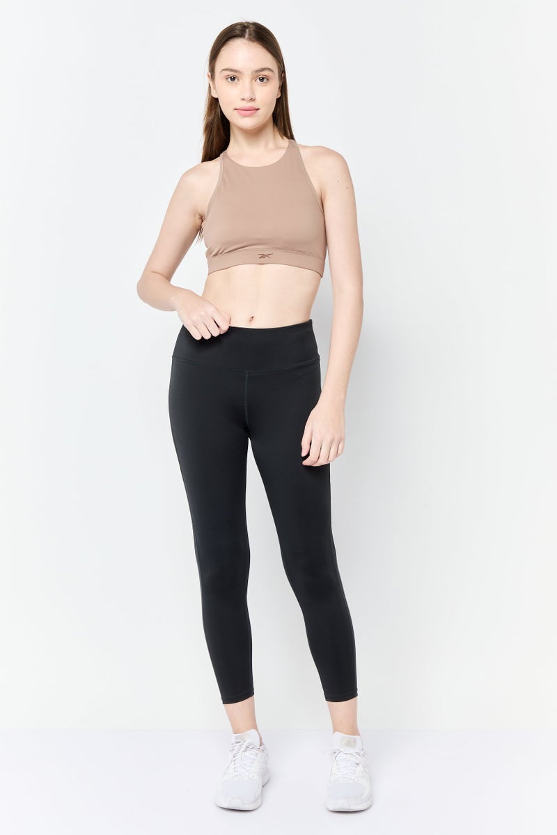 Reebok Women Brand Logo Padded Sports Bra, Tan - Image 2