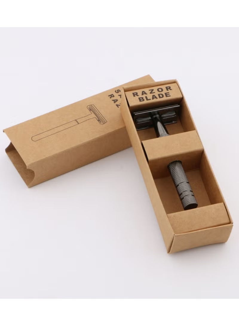مجموعة ماكينة حلاقة آمنة ذات حدين باللون الأسود مع شفرة مكونة من 5 قطع - Image 3