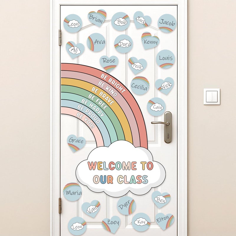 Boho Rainbow Bulletin Board Decorations Set Boho Classroom Door Decor Colorful Positive Affirmation Cutouts for Teacher Welcome Back to School Classroom Wall Door Decor