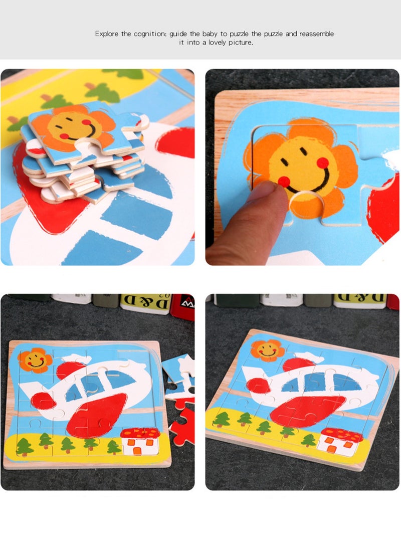 Children's Educational Wooden Cartoon Cement Truck Jigsaw Puzzles Suitable Gift Bag Pack - Image 2