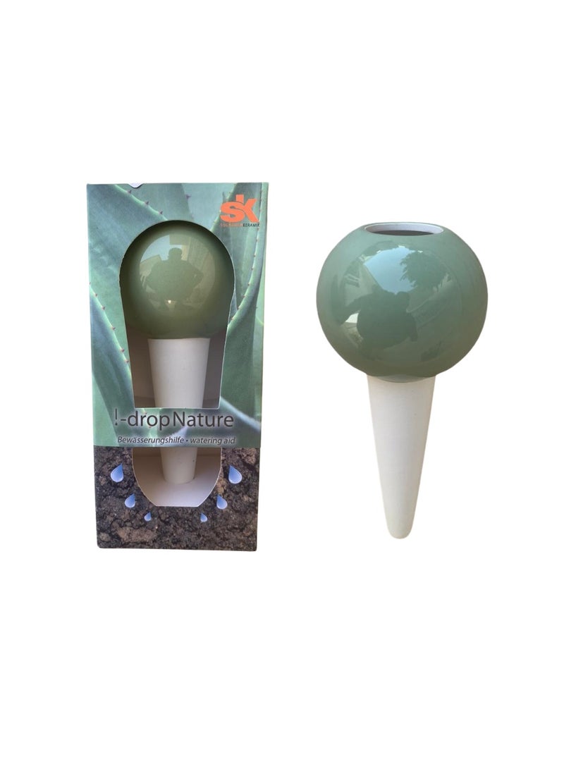 Soendgen Keramik Drop Nature Self-Watering Planter - Pearl Green (420 ml) - Image 1