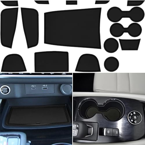 LOCOY Center Console Liner for Nissan Rogue Accessories 2021-2023 2024 2025, Cup Holder Mat, Door Pocket Pad, Coaster Trim, Non-Slip Dust Interior, Custom Rubber Decoration Insert (17 Pcs, Black Trim) - Image 1