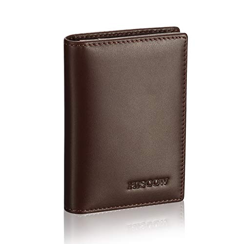 HISCOW Leather Business Card Case Holder for Men & Women, Italian Calfskin (Coffee) - Image 1