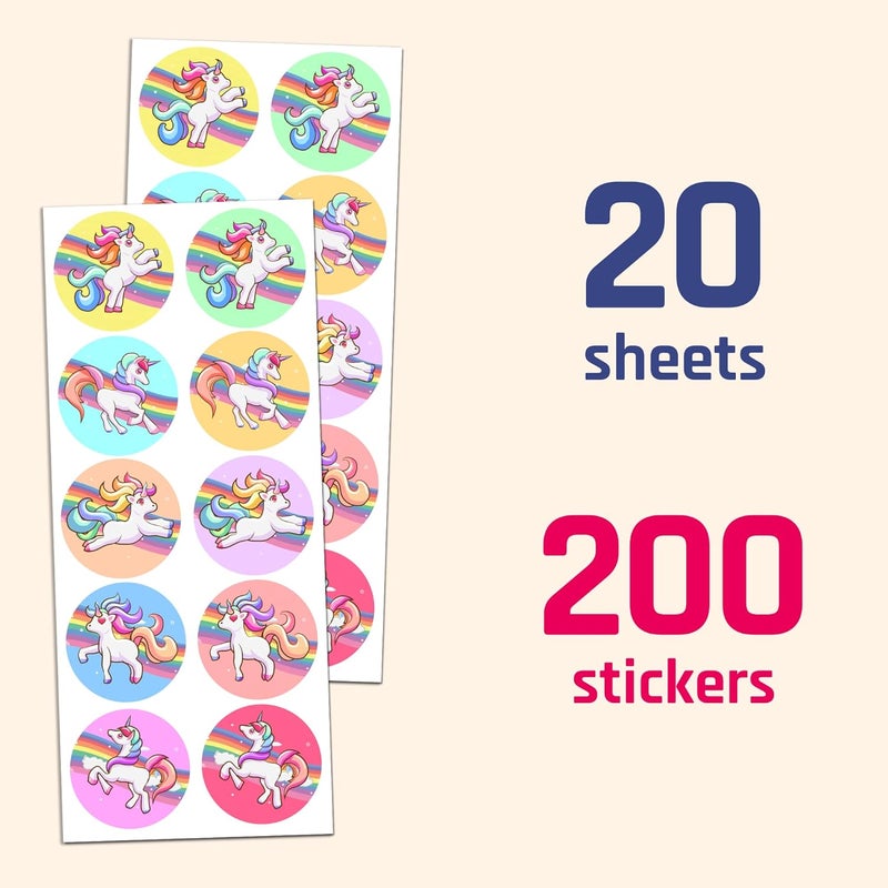 TownStix Unicorn Sticker Sheets for Kids 15  20 Sheets 200 Stickers - Image 2