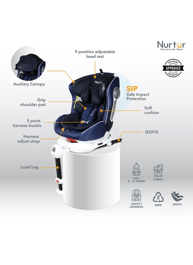نورتر Liberty Baby Kids 4 In 1 Car Seat 360 Degree Rotation Leg Support Isofix  10 Level Adjustable Headrest With Canopy