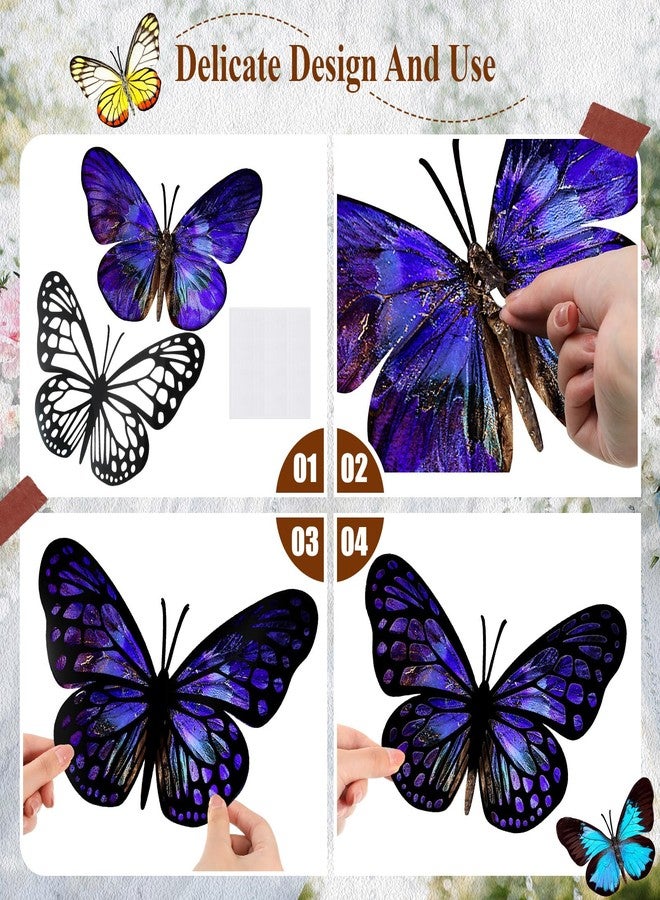 Geosar 20 Pcs 3D Large Butterfly Party Decoration 2 Layer Giant Paper Butterfly Stickers for Birthday Baby Shower Nursery Wall Decor (Dark Color) - Image 3
