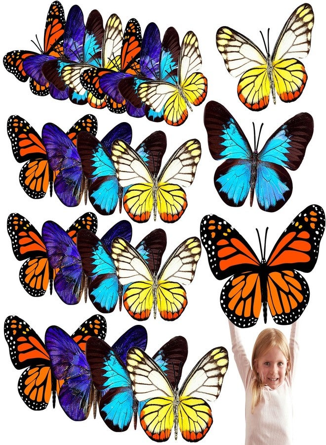 Geosar 20 Pcs 3D Large Butterfly Party Decoration 2 Layer Giant Paper Butterfly Stickers for Birthday Baby Shower Nursery Wall Decor (Dark Color) - Image 1