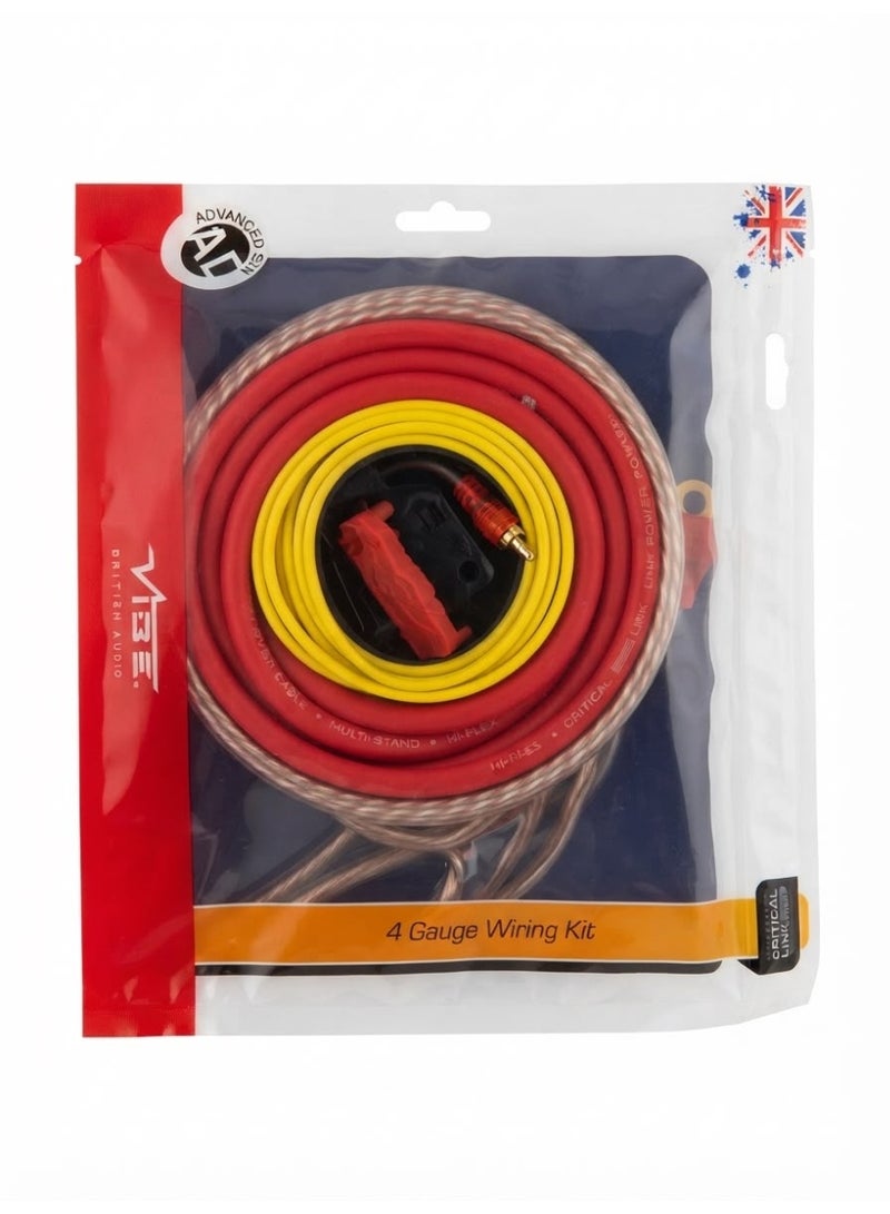 VIBE British Audio Car Amplifier Wiring Kit, 12 AWG Speaker Cable, RCA Cable & Fuse Kit - Image 1