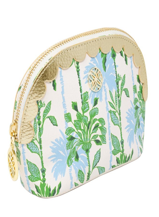 Lilly Pulitzer Vegan Leather Zipper Pouch with Scallop Edge, Cute Pencil Case for Adults, Travel Toiletry Bag, Small Pouch Bag for Supplies, Makeup or Toiletries (Swayin in the Breeze) - Image 1