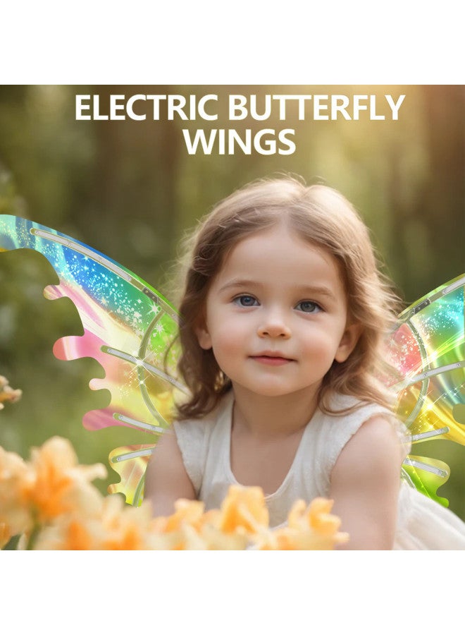 Children Girls Luminous Butterfly Electric Wings Toy Music Elf Wings Performance Costumes Wholesale-Color:[High Edition Installation-Free Watch Remote Control] Elf Wings [National Tide Blue]]  - Image 2