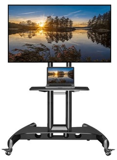 NB NORTH BAYOU NB North Bayou Mobile TV Cart Roiling TV Stand with Wheels for 32 to 75 Inch LCD LED OLED Plasma Flat Panel Screens up to 100lbs AVA1500-60-1P (Black)  - Image 1