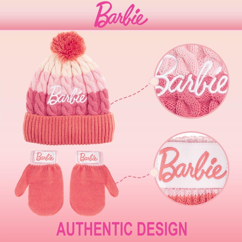 Barbie Girls Winter Hat with Gloves for Ages 5-13 Years â€“ Ultra Soft Pink Beanie Winter Hat for Outdoors - Image 4