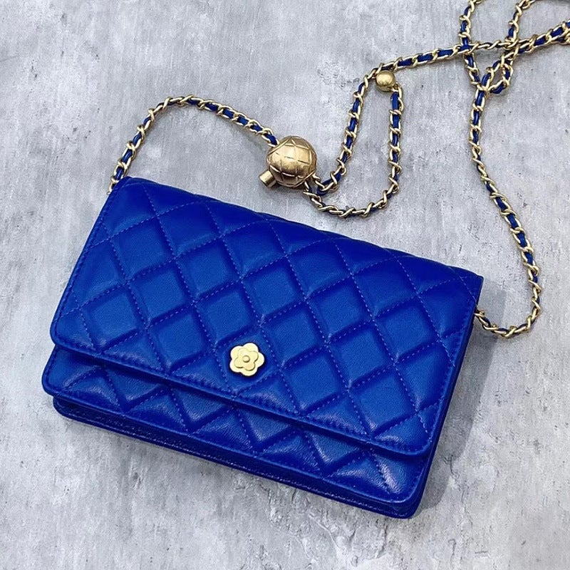 Classic Caviar Fortune Bag Genuine Leather Chanel Style Rhombic Chain Bag Fashionable Simple Shoulder Crossbody Small Square Bag - Image 5